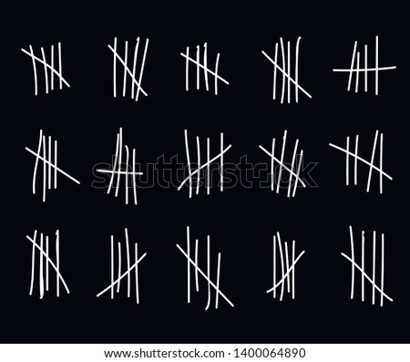 Tally marks on the wall isolated. Counting characters. Vector illustration of counting days in prison.