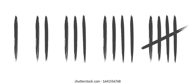 Tally Marks On White Board Hand Drawn Dirty Art Style Vector Illustration Set.