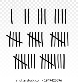 Tally marque le nombre de murs vectoriels de prison. Numéro de la ligne de hachage de la ligne de poinçon de la plaque de marquage du mur de la prison