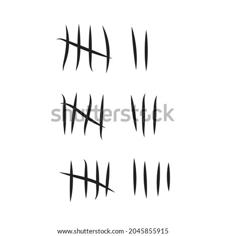 Tally marks, prison wall icon design isolated on white background