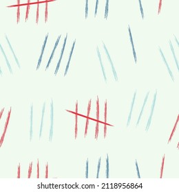 La marca de la pared marca las líneas de las paletas de la pared contra un patrón sin fisuras. Los signos de conteo textualizaron el fondo. Ilustración del vector