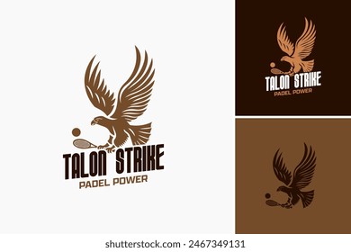 Talon Strike Padel Power logo. A dynamic talon striking a padel ball, symbolizing precision and power. Perfect for padel equipment brands or tournaments showcasing agility.