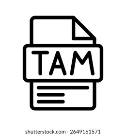 TAM Outline Icon. Total Addressable Market TAM outline icon for market size, business potential, and sales strategy.