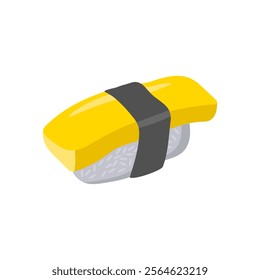 Tamago Nigiri Sushi Seafood Vector Illustration, Isolated