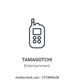 Tamagotchi outline vector icon. Thin line black tamagotchi icon, flat vector simple element illustration from editable arcade concept isolated on white background