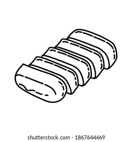 Tamagoyaki Japanese Food Hand Drawn Icon Set Vector.