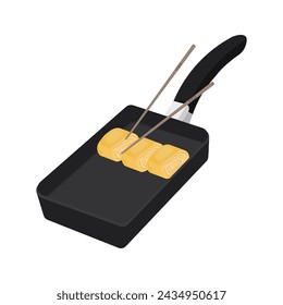 Tamagoyaki Japanese rolled omelet vector illustration logo