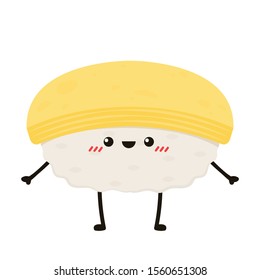 Tamagoyaki Sushi vector. Japan food vector. Sushi character design.