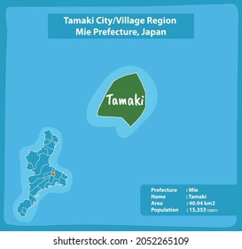 Tamaki City Village Region Mie Prefecture Map, Japan