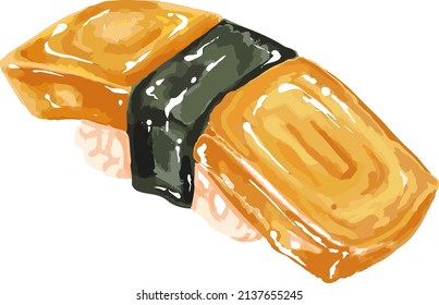 Tamako Sushi or Egg sushi vector illustration.