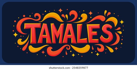 Tamales lanche de milho mexicano méxico fast food, sinal tipográfico design horizontal 