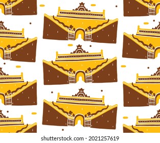 Taman Sari Seamless Pattern in flat design style