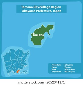 Tamano City Village Region OkayamaPrefecture Map, Japan