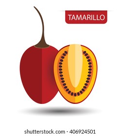 Tamarillo, fruit vector illustration