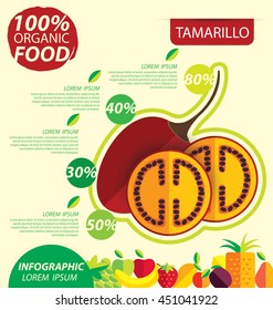 Tamarillo. Infographic template. vector illustration.