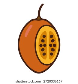 Tamarillo (tree tomato) icon, egg-shaped with red-yellow skin and dark seeds.