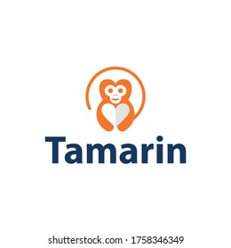 Tamarin with hug a heart or love logo design.