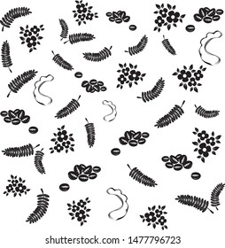 Tamarind fruit leaf and coffee beans vector