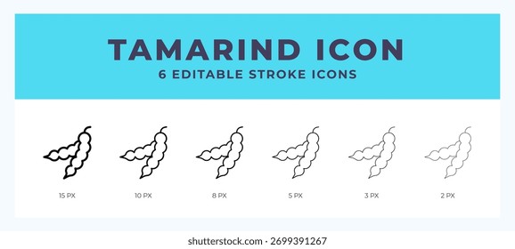 Tamarind icon illustration vector with editable stroke.