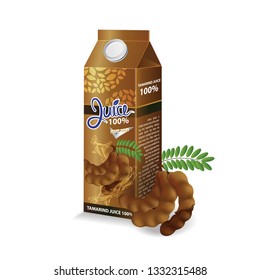 Tamarind juice box package vector illustration