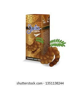 Tamarind juice box package vector illustration