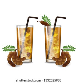Tamarind juice with glass vector illustration