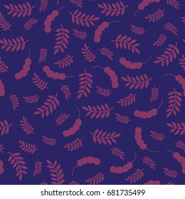 tamarind pattern on  purple background. Vector illustration.