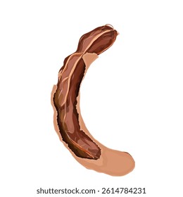 tamarind peeled off to reveal the fruit's contents without a background