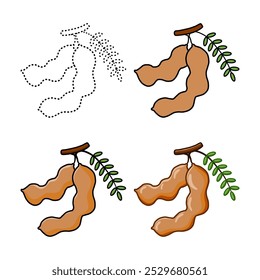 Tamarind set illustration. You can use it for children books, web design, posters, campaigns, and many more. Can be easily resized and change colors of each and every shape as required.