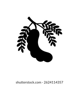 Tamarind  silhouette icon vector flat design.