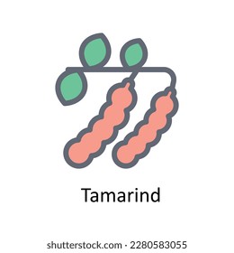 Tamarind Vector  Fill outline Icons. Simple stock illustration stock