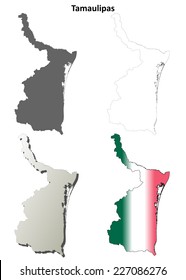 Tamaulipas blank outline map set