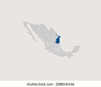 Tamaulipas Highlighted on Mexico Map Eps 10