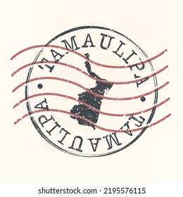 Tamaulipas, Mexico Stamp Map Postal. Silhouette. Passport Round Design. Vector Icon. Design Retro Travel National Symbol.