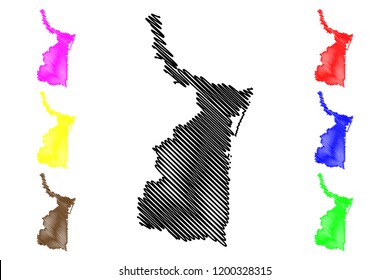 Tamaulipas (United Mexican States, Mexico, federal republic) map vector illustration, scribble sketch Free and Sovereign State of Tamaulipas map