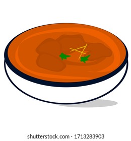 Tambda Rassa indian mumbai street Food Vector