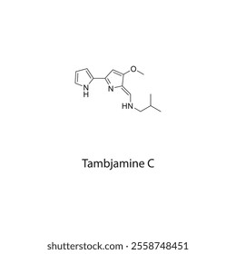 Tambjamine C skeletal structure diagram.Tambjamine compound molecule scientific illustration.