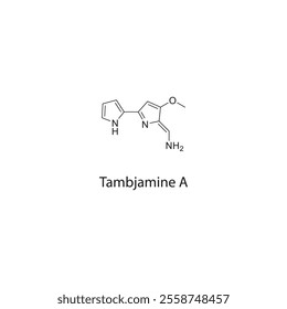 Tambjamine A skeletal structure diagram.Tambjamine compound molecule scientific illustration.