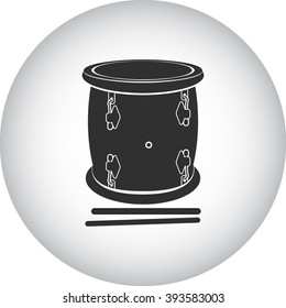 Tambora drum simple icon on round  background