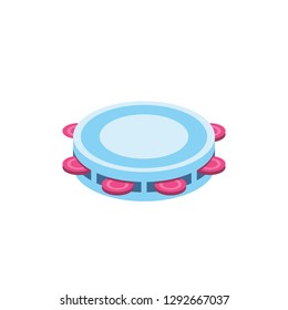 Tambourine 3d vector icon isometric pink and blue color minimalism illustrate
