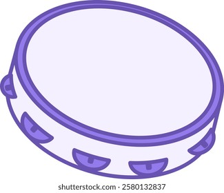 Tambourine Color Icon. Vector Icon. Percussion Musical Instrument, Drum. Brazilian Carnival Concept