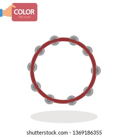 Tambourine color vector icon. Flat design