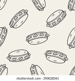 tambourine doodle seamless pattern background