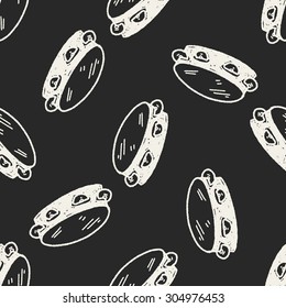 Tambourine doodle seamless pattern background