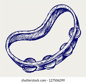 Tambourine. Doodle style