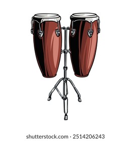 Tambor de pandereta Djembe Music Classic Antiguas Design Art Ilustración Decoración Vector