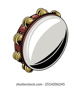 Tambourine Drum Djembe Music Classic Vintage Design Art Illustration Decoration Vector