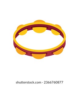 Tambourine drum icon flat vector. Samba music. Musical leather isolated