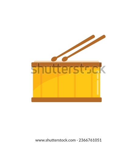 Tambourine drum icon flat vector. Kit music. Acoustic toy isolated