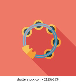 tambourine flat icon with long shadow